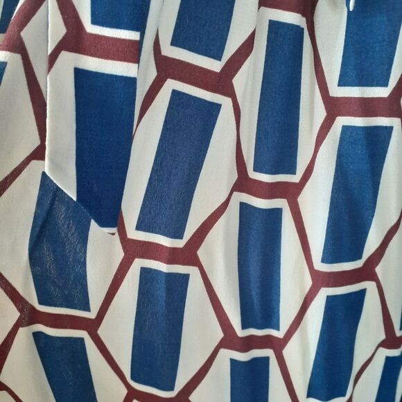Nwot Zara Geometric Blue, Burgundy and Cream Maxi Dress - Picture 14 of 16